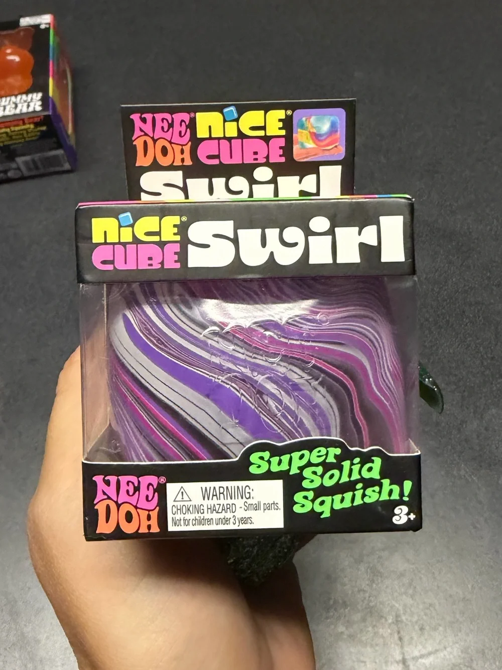 Authentic Nee Doh Cube Swirl Super Solid Squish - Purple Swirl